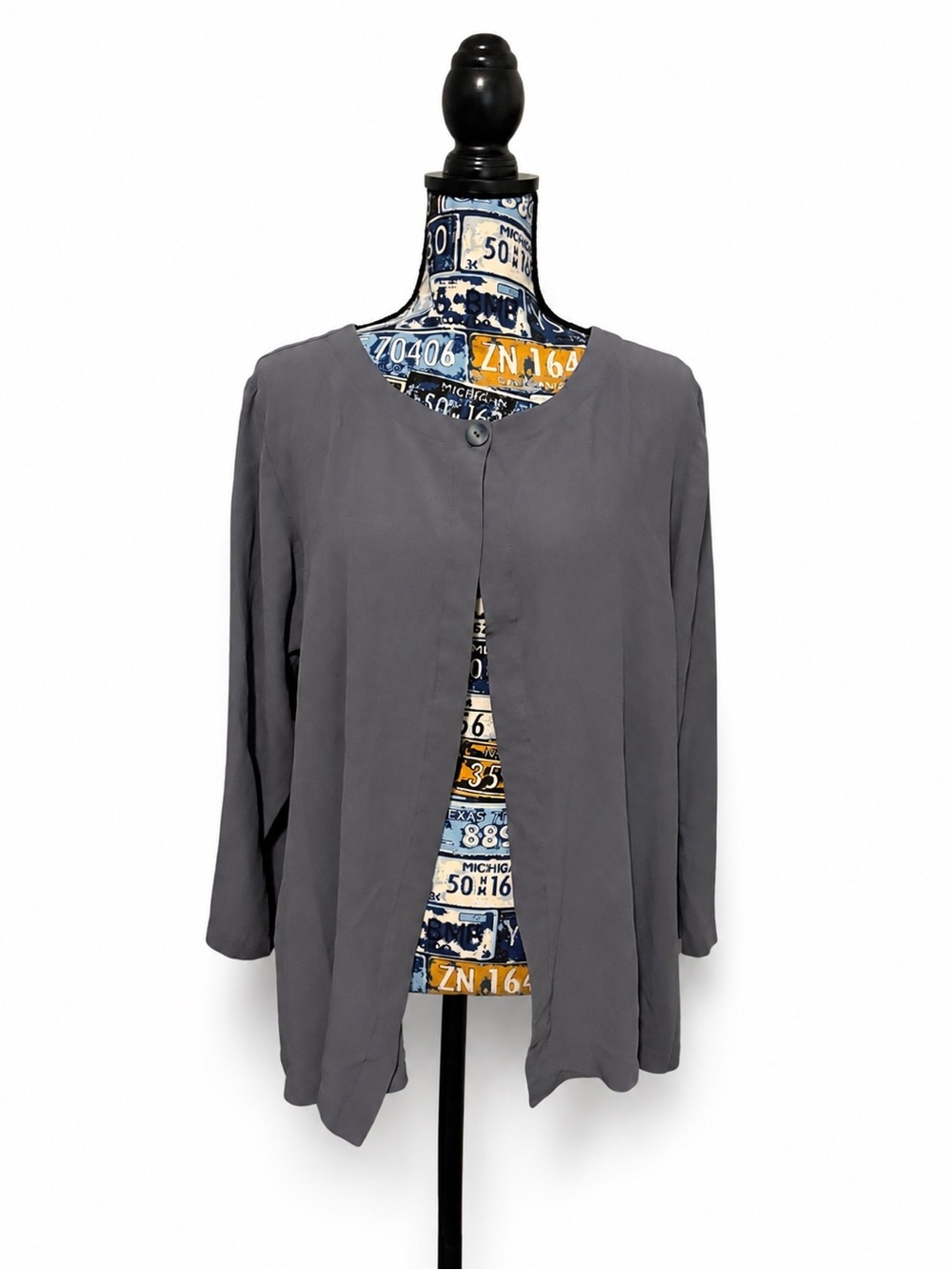 Eileen Fisher Slate Gray Silk Top